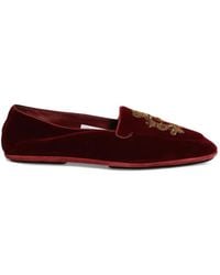 Dolce & Gabbana - Crown-Embroidered Velvet Loafers - Lyst