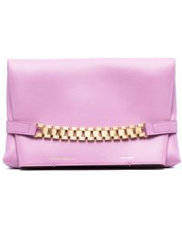 Victoria Beckham Chain Leather Pouch in Natural Womens Bags Clutches and evening bags 