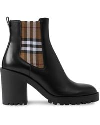 Burberry - Allostock Vintage Check-detail Leather-blend Boots - Lyst