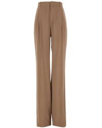 Saint Laurent - High-Waisted Silk Crepe Trousers - Lyst