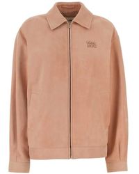 Miu Miu - Waxed Suede Blouson Jacket - Lyst