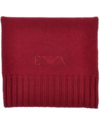 Emporio Armani - Logo-Embroidered Ribbed-Knit Scarf - Lyst