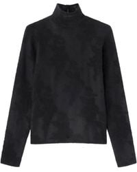 Ganni - High-Neck Buttoned Sweater - Lyst