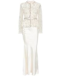 Self-Portrait - Sequin-Embellished Peplum Maxi Dress - Lyst