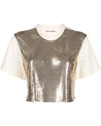 Rabanne - Camiseta corta con panel de cota de malla - Lyst