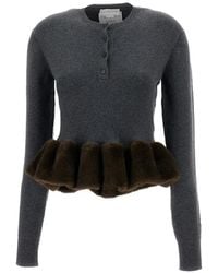Stella McCartney - Mink Trim Crewneck Sweater - Lyst