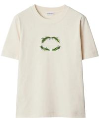 Burberry - Logo-Embroidered Cotton T-Shirt - Lyst