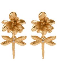 Oscar de la Renta - Dragonfly Flower Clip-on Earrings - Lyst