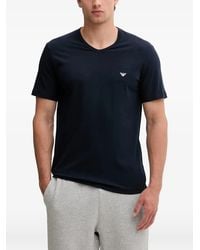 Emporio Armani - Lot De Deux T-Shirts À Logo Imprimé Et Col V - Lyst