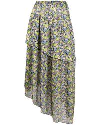 Maje - Floral-print Asymmetric Midi Skirt - Lyst