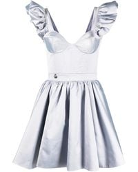 Philipp Plein - Ruffle-Detail Silk Mini Dress - Lyst