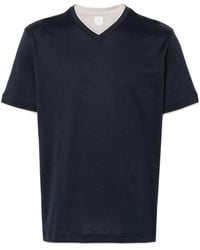 Eleventy - T-shirt en coton à col v - Lyst