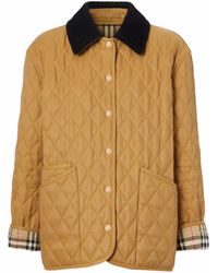 Burberry - Veste Matelassée À Col En Velours Côtelé - Lyst