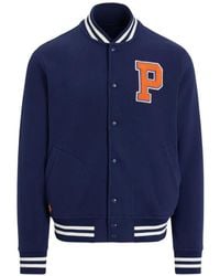 Polo Ralph Lauren - Logo-Patch Striped-Trim Bomber Jacket - Lyst