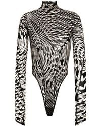 Mugler - Star-print Mesh Bodysuit - Lyst