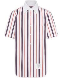 Thom Browne - Poplin Repp Stripe Short Sleeve Shirt - Lyst