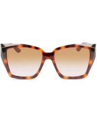 KARL LAGERFELD - Tortoiseshell-Effect Geometric-Frame Sunglasses - Lyst