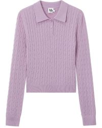 B+ AB - Cable-Knit Collared Polo Top - Lyst