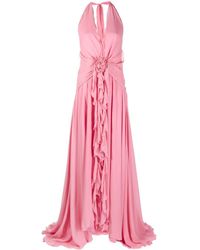 Blumarine - Halterneck Silk Maxi Dress - Lyst