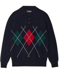 Baracuta - Argyle-Intarsia Polo-Collar Sweater - Lyst