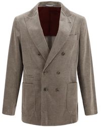 Brunello Cucinelli - Double-Breasted Corduroy Jacket - Lyst
