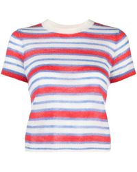 FRAME - Striped Knitted Top - Lyst