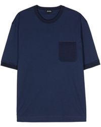 ZEGNA - Ribbed-trim Cotton T-shirt - Lyst