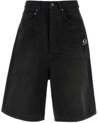 Balenciaga - Logo-Print Denim Shorts - Lyst