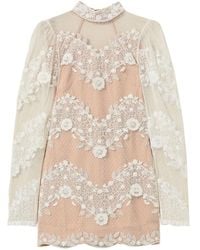 Twinset - Floral-Lace Tulle Mini Dress - Lyst
