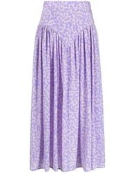 Stella McCartney - Pleated Silk Midi Skirt - Lyst