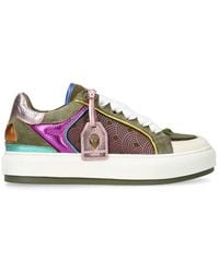 Kurt Geiger - Southbank Tag Panelled Leather Sneakers - Lyst
