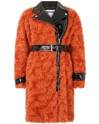 Moschino - Belted Shearling Coat - Lyst