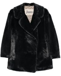 Herno - Double-Breasted Faux-Fur Coat - Lyst