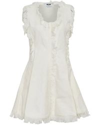 MSGM - Frayed-Trim Textured Mini Dress - Lyst