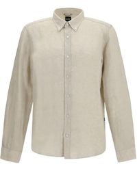 BOSS - Liam Button-Down Linen Shirt - Lyst