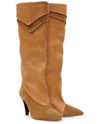 Isabel Marant - Lezra Pointed-Toe Panelled High Boots - Lyst