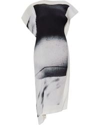 Issey Miyake - Abito Drappeggiato Con Stampa Grafica - Lyst