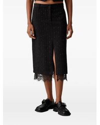 ERMANNO FIRENZE - Lace-Trim Pinstripe Midi Skirt - Lyst