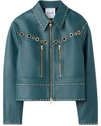 St. John - Eyelet-embellished Leather Jacket - Lyst
