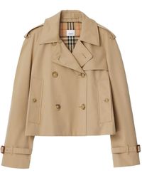 Burberry - Haltye Cropped Gabardine Trench Jacket - Lyst