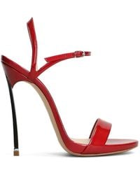 Casadei - 80Mm Samurai Patent-Finish Heeled Sandals - Lyst