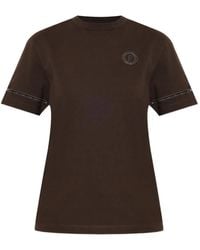 Ferragamo - Logo-Patch Open-Knit-Trim T-Shirt - Lyst