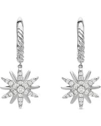 David Yurman - Sterling Starburst Diamond Drop Earrings (25Mm) - Lyst