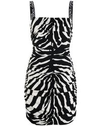 Dolce & Gabbana - Zebra-print Silk Mini Dress - Lyst