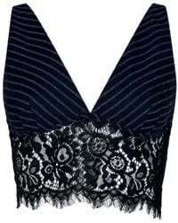 Pinko - Lace-Trim Pinstripe-Pattern Top - Lyst