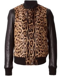 Balmain - Jack Met Luipaardprint En Leren Mouwen - Lyst