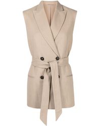 Brunello Cucinelli - Double-breasted Belted Waistcoat - Lyst