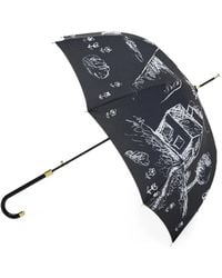 Moschino - Sketch-Print Curved-Handle Umbrella - Lyst