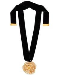 Oscar de la Renta - Flower-pendant Velvet Choker Necklace - Lyst