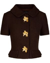 Oscar de la Renta - Buttoned Short-Sleeve Tweed Jacket - Lyst